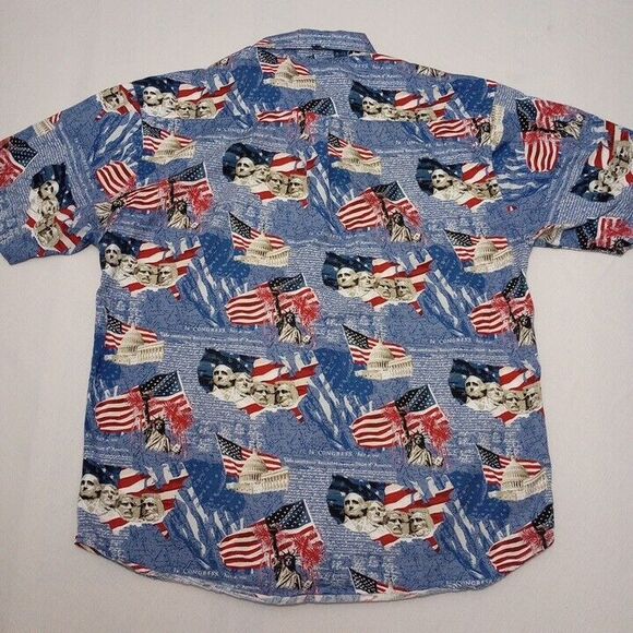 Cotton Trader Sports Men's Medium America Shirt Liberty Flag Rushmore Button Up - Picture 6 of 8